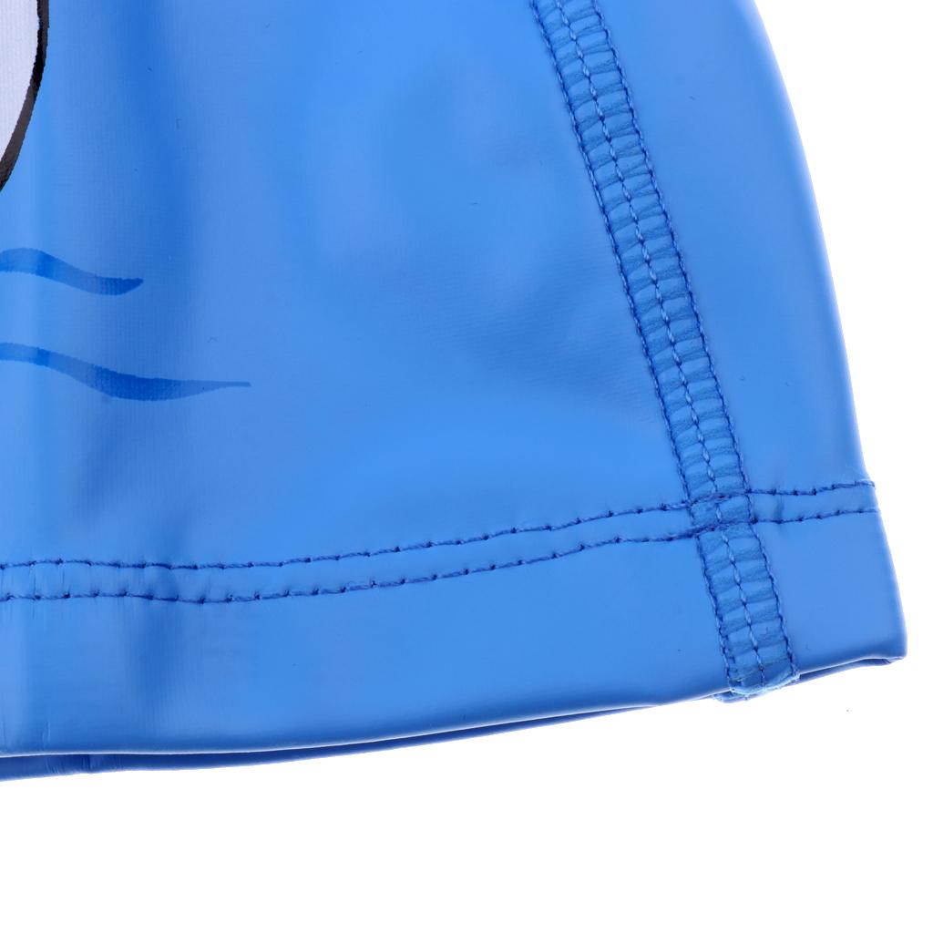 Children's Waterproof Cartoon Dolphin Swimming Cap Ear Protection Blue