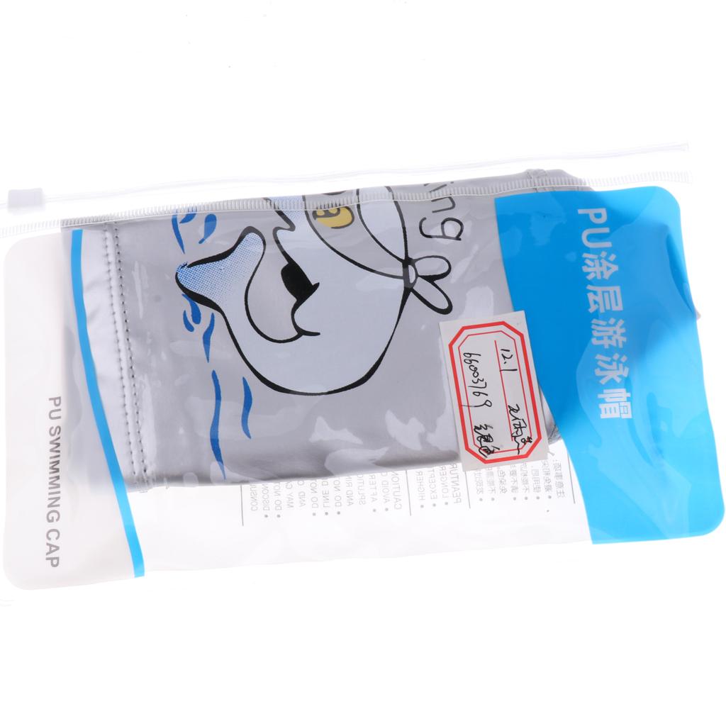 Children's Waterproof Cartoon Dolphin Swimming Cap Ear Protection Silver