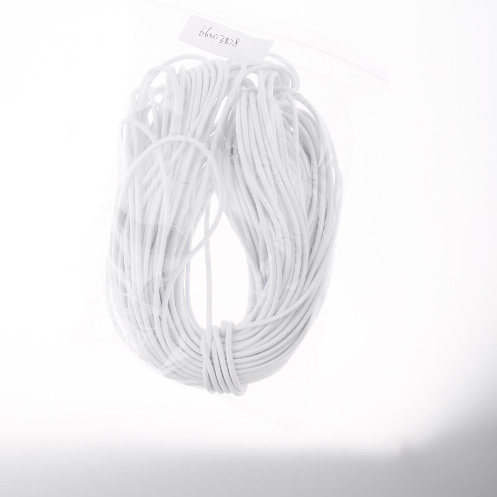 3mm Elastic Round Bungee Rope Shock Cord Tie Down Boats Trailers 30m White