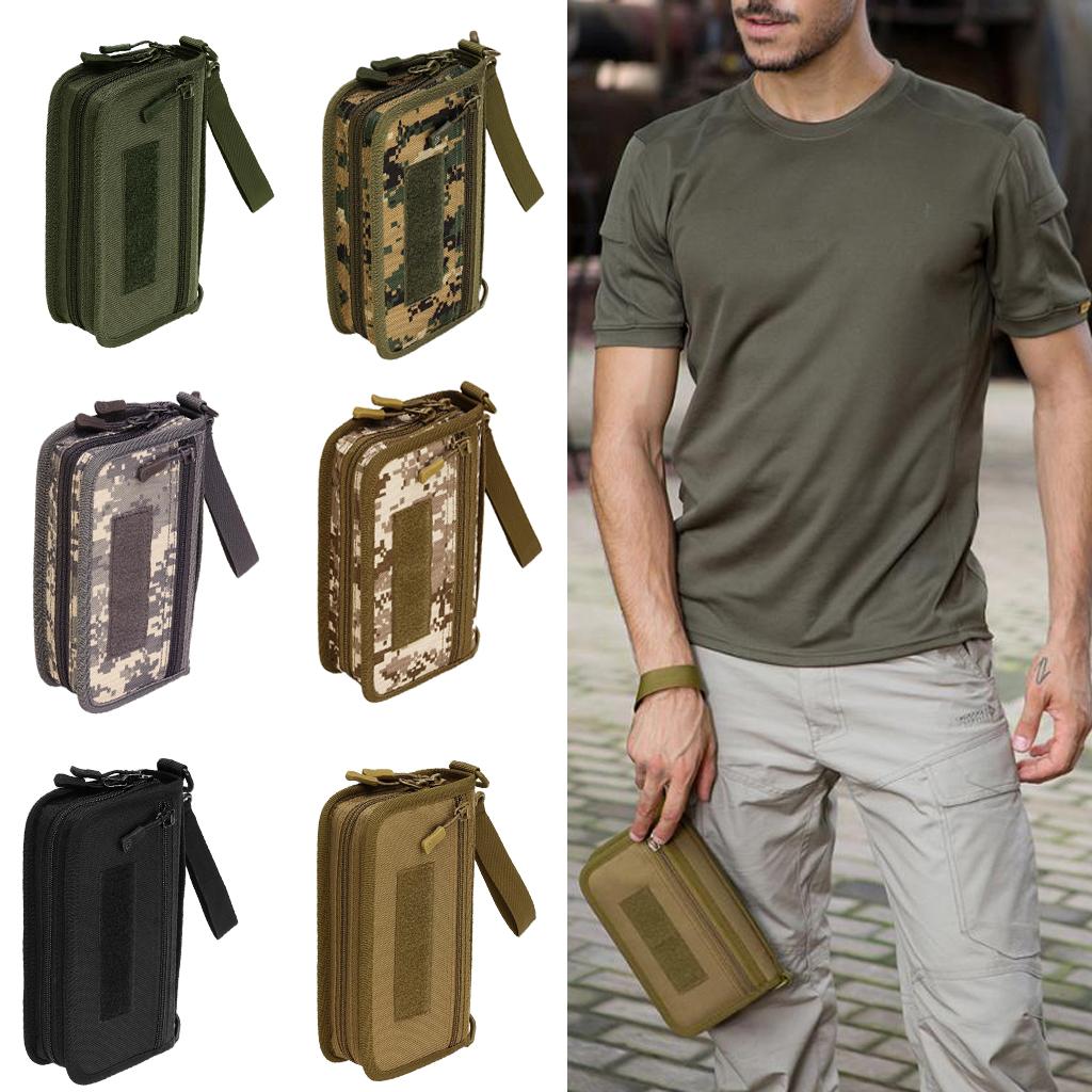 Mens Wallet ID Card Passport Hand Bag 6 Mobile Phone Pouch Army Green"
