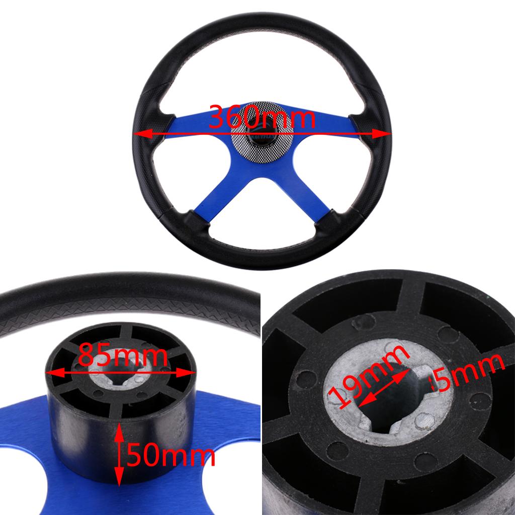 360mm Aluminum Alloy Marine Boat Sport Steering Wheel 4 Spoke 3/4 Shaft"