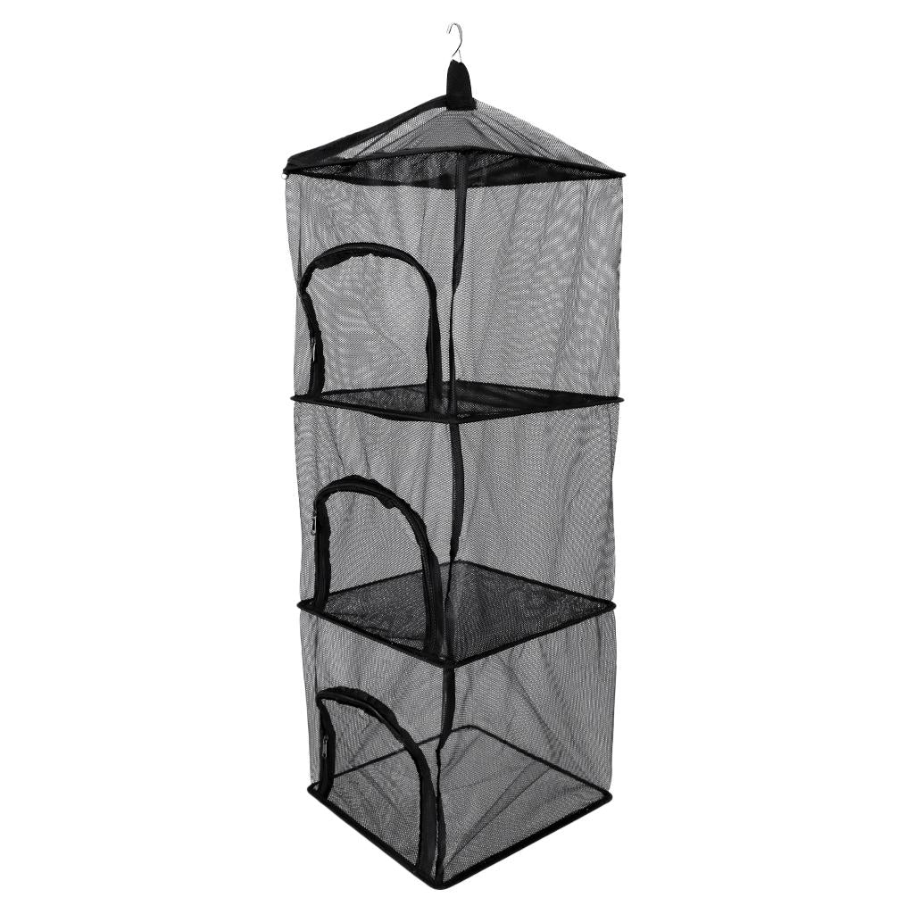 Folding Portable Outdoor Hanging Mesh Drying 4 Tier Storage Basket Organizer