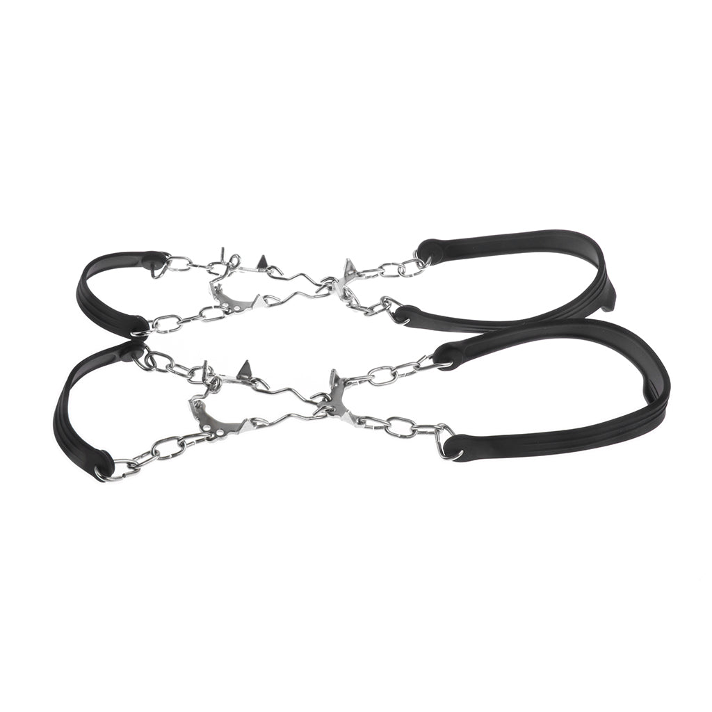 6 Teeth Anti Slip Ice Snow Shoe Grips Crampon Traction Spikes Cleats Black