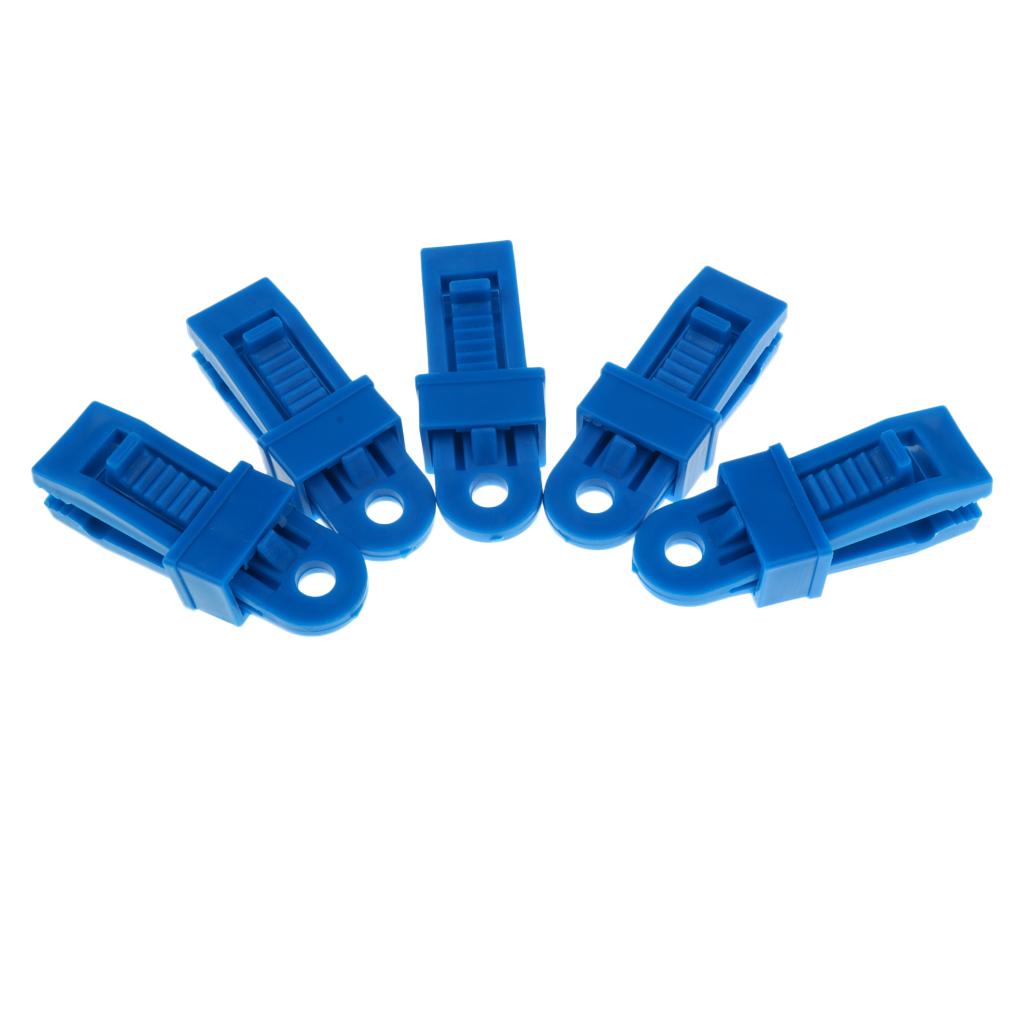 5 Pieces Camping Tent Awning Tarp Clamp Clips Snap Hanger Fastener Blue