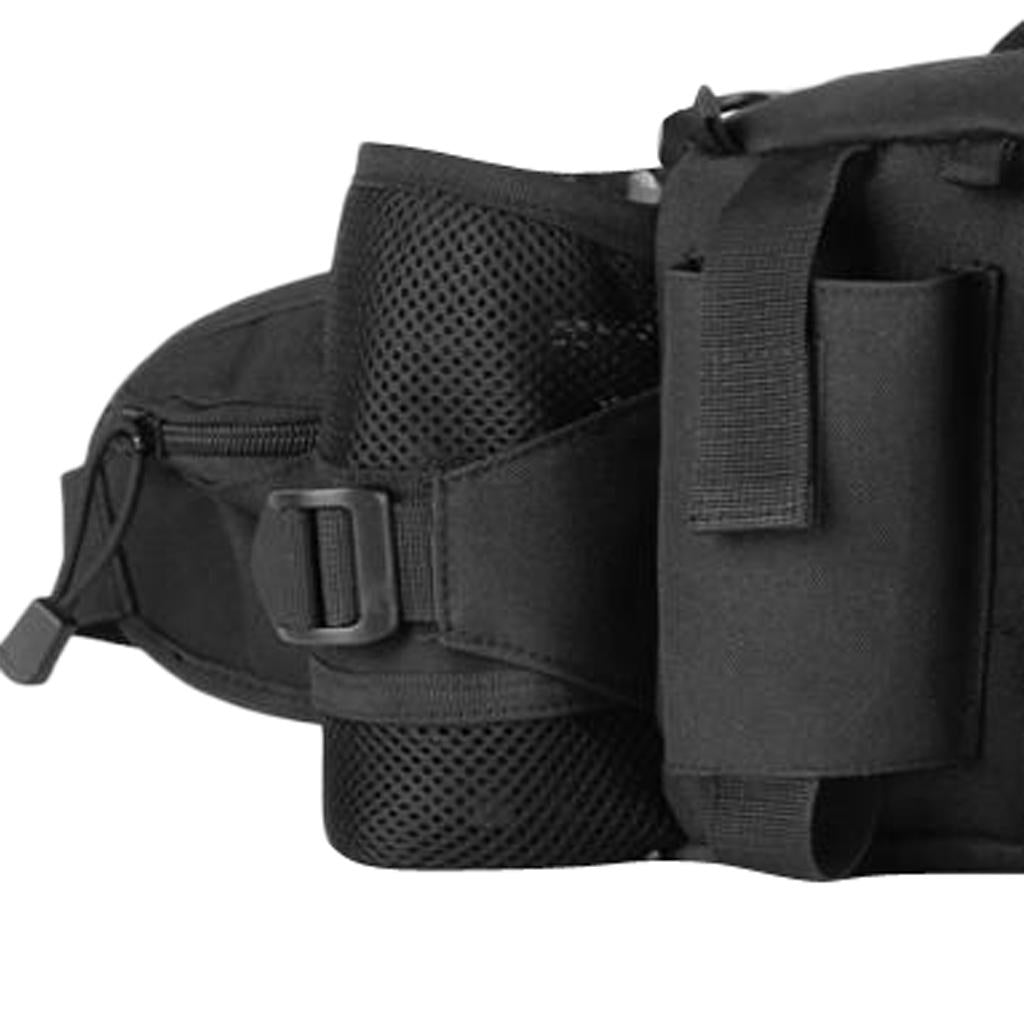 Outdoor Hiking Double Water Bottle Waist Bag Fanny Pack Black