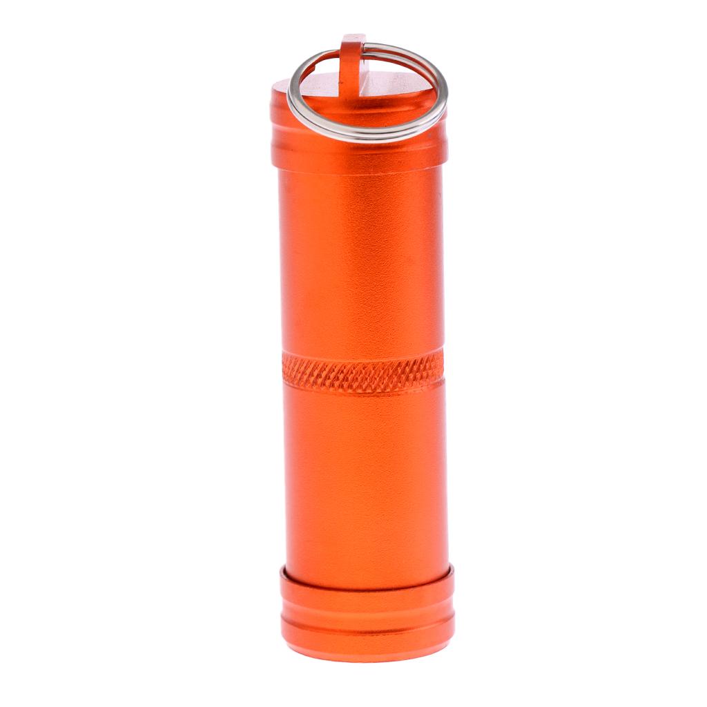 Aluminum Alloy Waterproof Capsule Holder Pill Case Bottle Container Orange