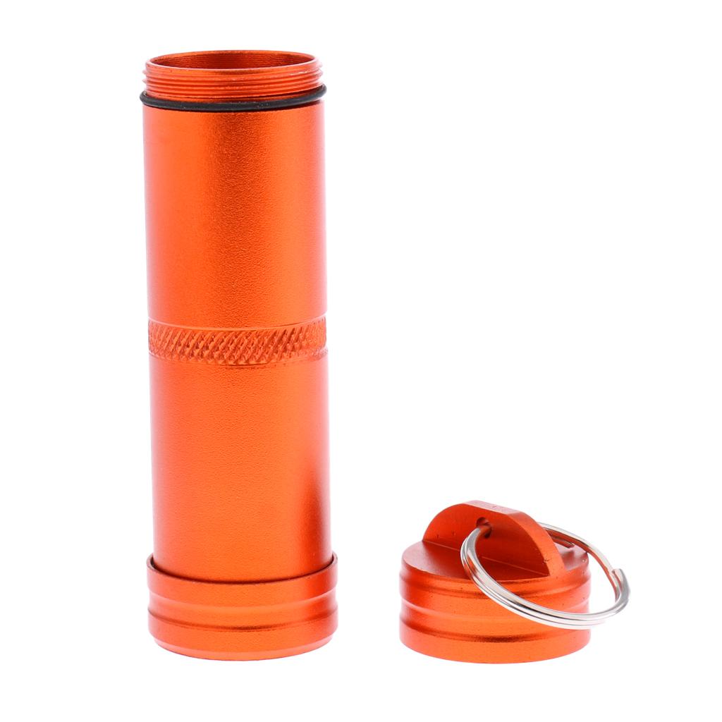 Aluminum Alloy Waterproof Capsule Holder Pill Case Bottle Container Orange