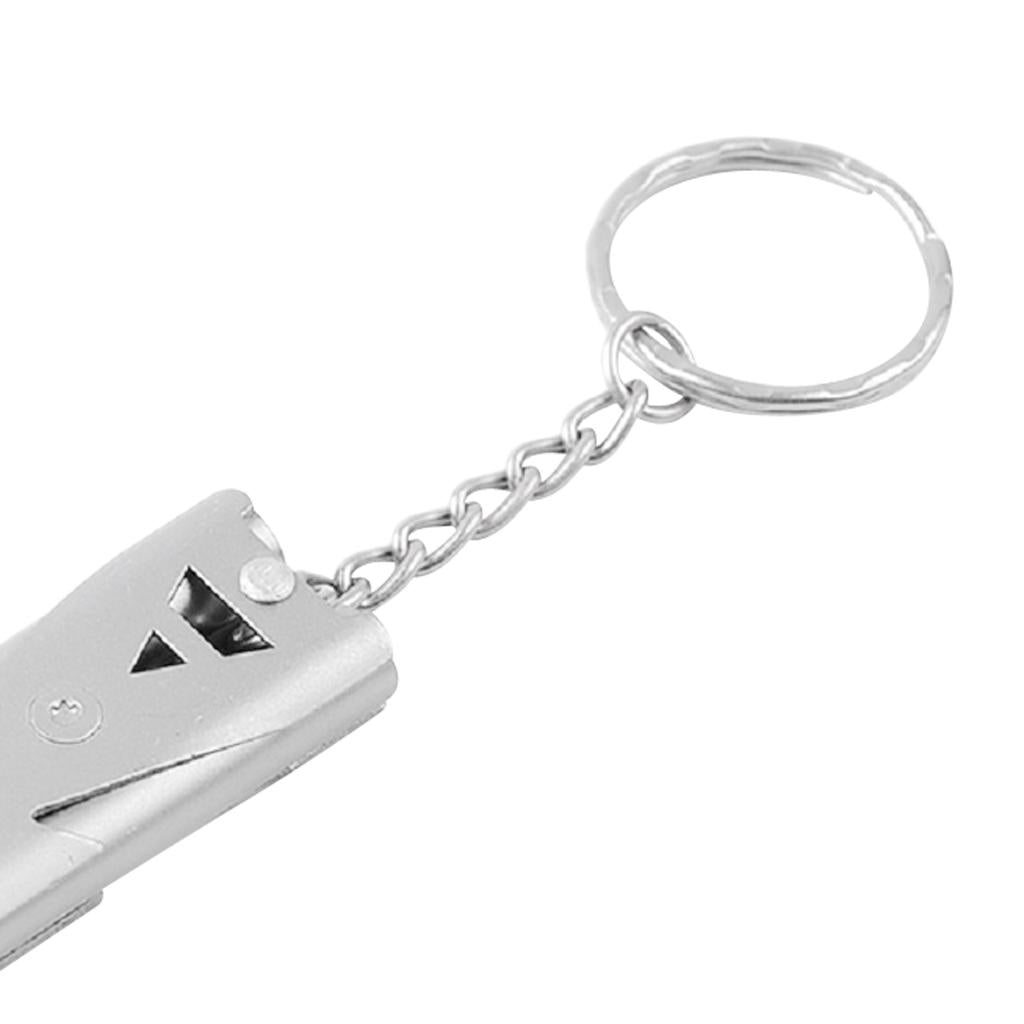 Double Pipe High Decibel Outdoor Camping Survival Emergency Whistle Silver