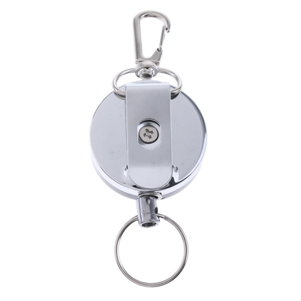 48 Pcs Retractable Key Chains Badge Holders Steel Recoil Ring Belt Clip 60cm