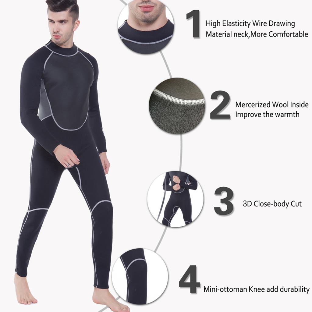 Stretchy Warm 3mm Neoprene Mens Full Body Wetsuit Dive Scuba Snorkeling M