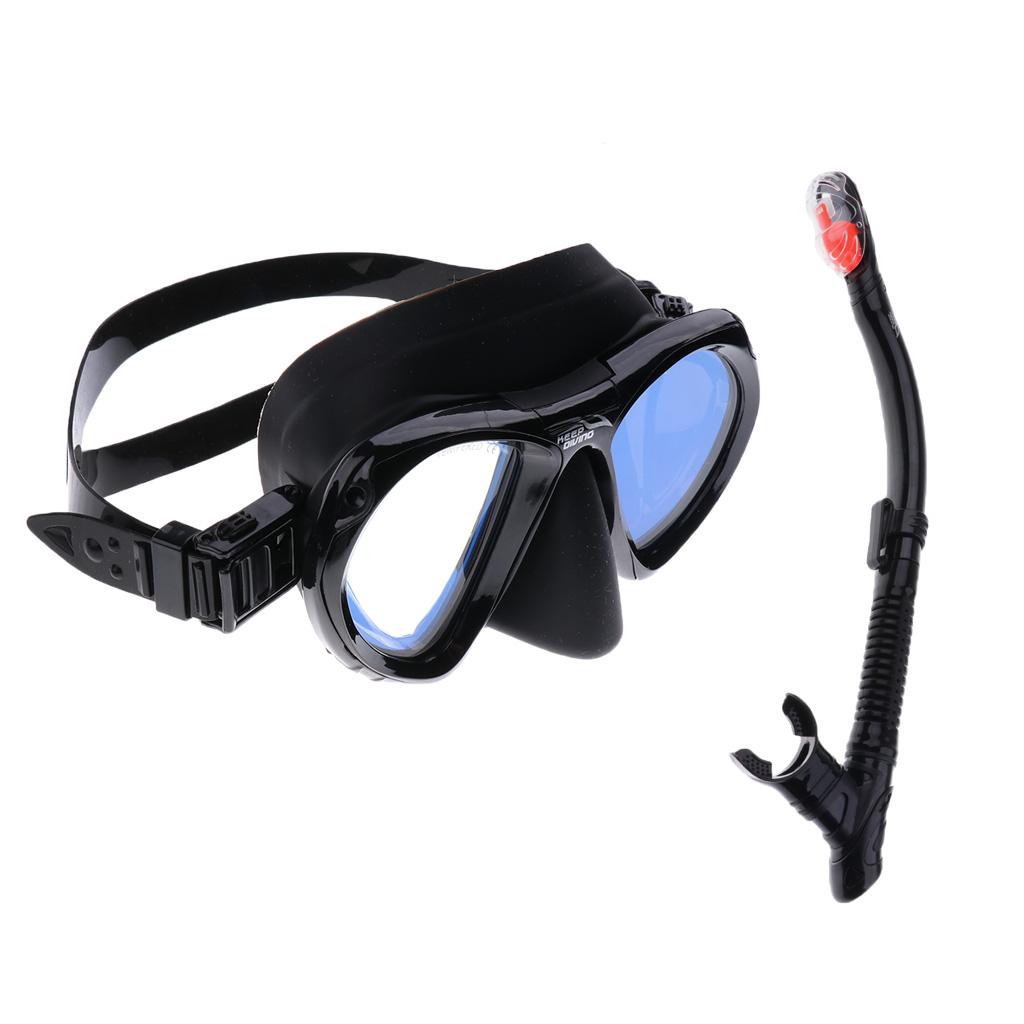 Scuba Diving Snorkeling Swimming Mask and Dry Snorkel Set Dive Gear Black