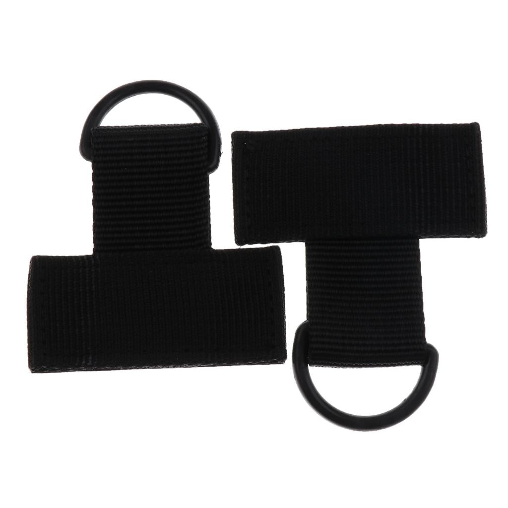 3x2 Pieces Outdoor MOLLE Nylon Webbing T Hook & Loop D Key Ring Black