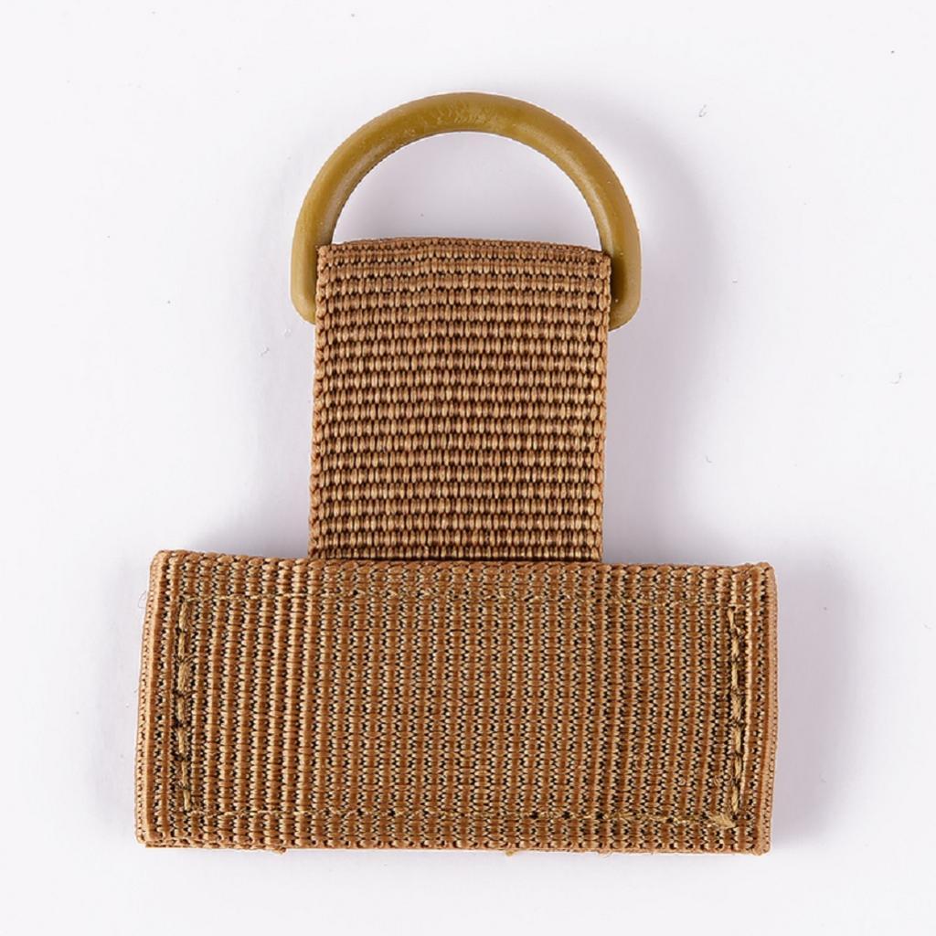 4x2 Pieces Outdoor MOLLE Nylon Webbing T Hook & Loop D Key Ring Tan