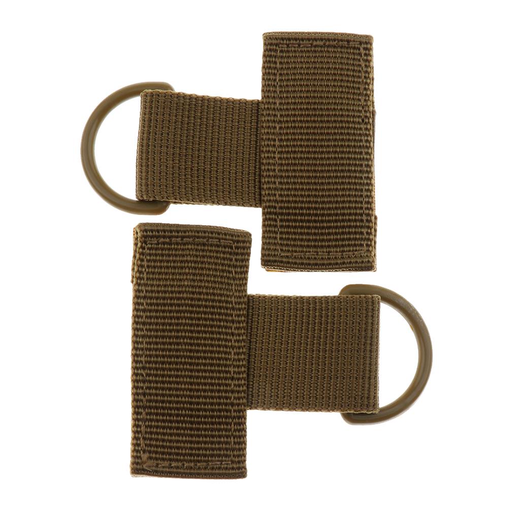 6x2 Pieces Outdoor MOLLE Nylon Webbing T Hook & Loop D Key Ring Tan