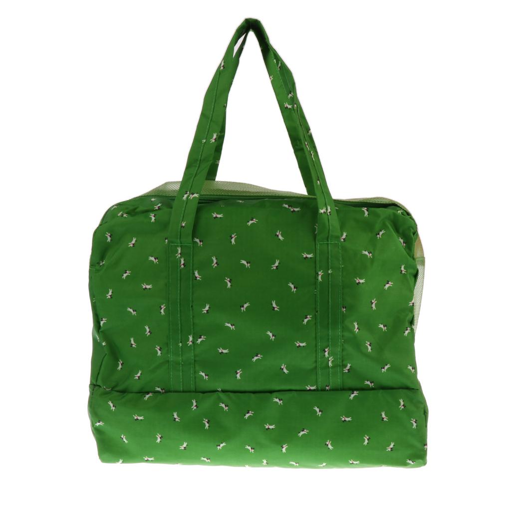 Swimming Mesh Beach Bag Tote with Waterproof Compartment Green and Doggie