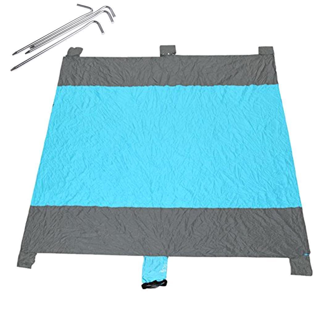 Outdoor Garden Camping Beach Picnic Pocket Blanket Mat Nylon Portable Blue