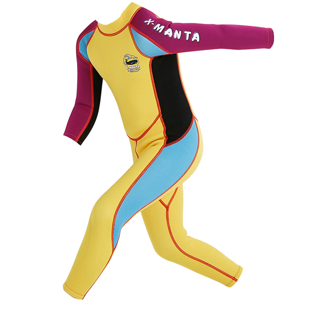 2.5mm Neoprene Kids Full Body Long Sleeve Diving Swimming Suit XL Yellow