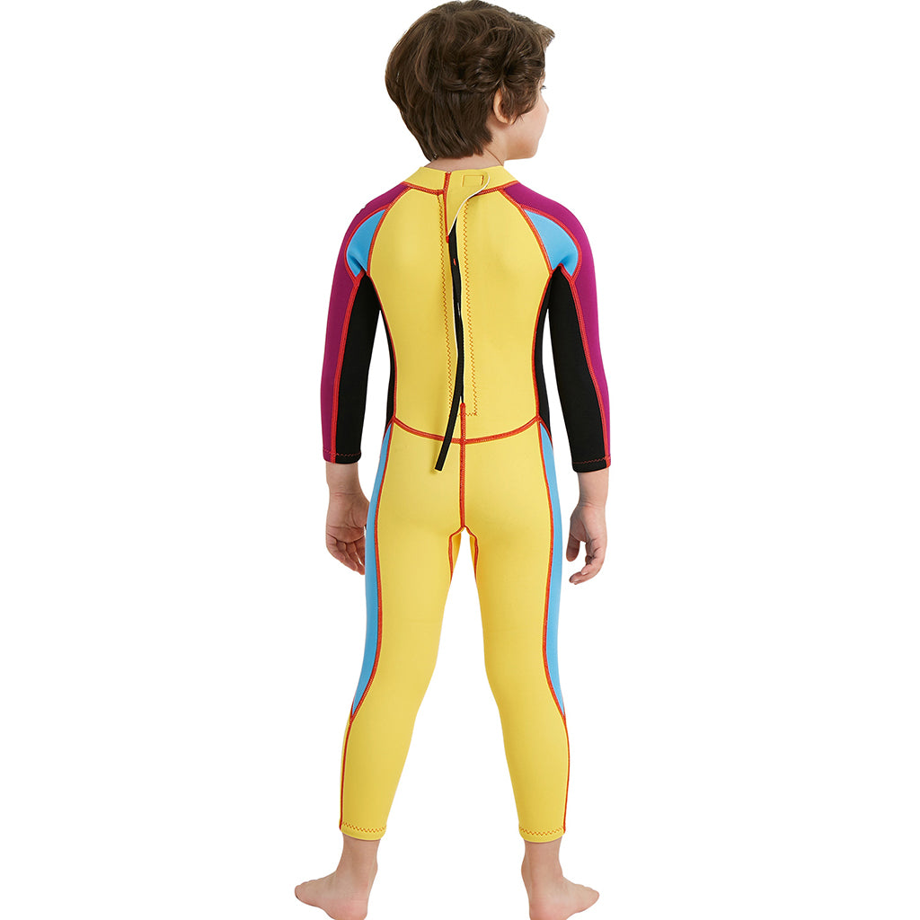 2.5mm Neoprene Kids Full Body Long Sleeve Diving Swimming Suit XL Yellow