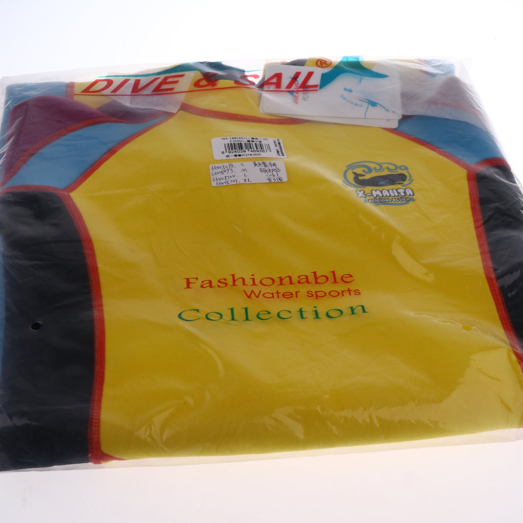 2.5mm Neoprene Kids Full Body Long Sleeve Diving Swimming Suit XL Yellow