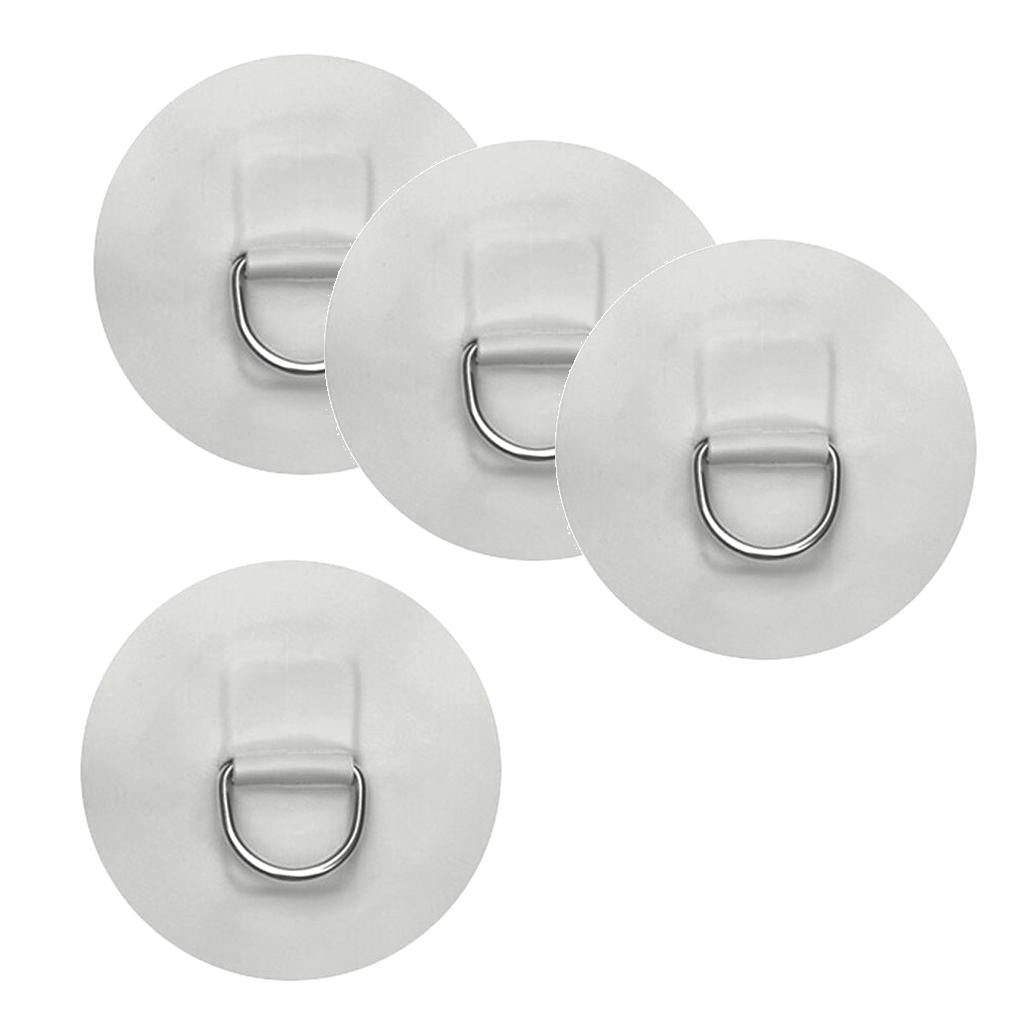 4 Pieces D-ring Pad Patch for Inflatable Boat Raft Dinghy Kayak White