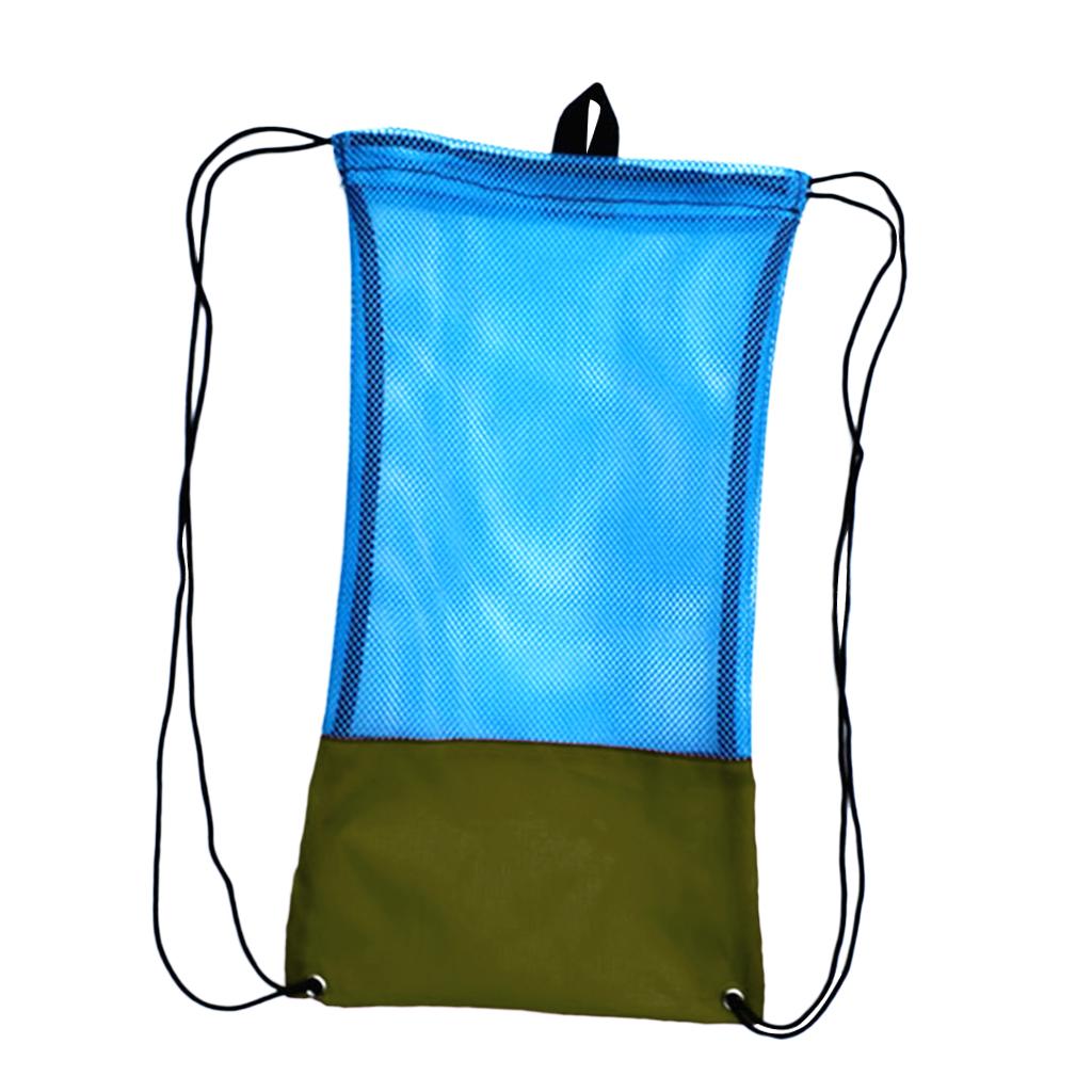 Mesh Drawstring Bag for Scuba Diving Snorkel Goggles Mask L Army Green