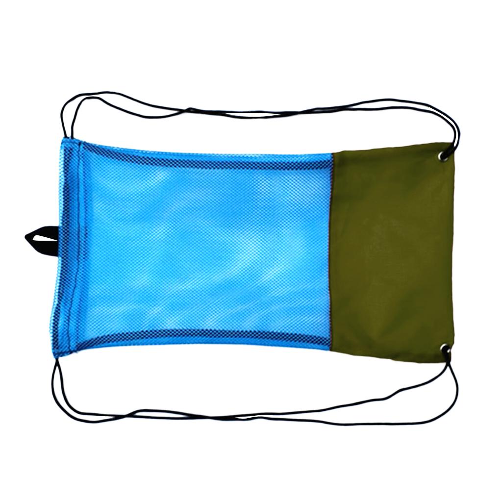 Mesh Drawstring Bag for Scuba Diving Snorkel Goggles Mask L Army Green