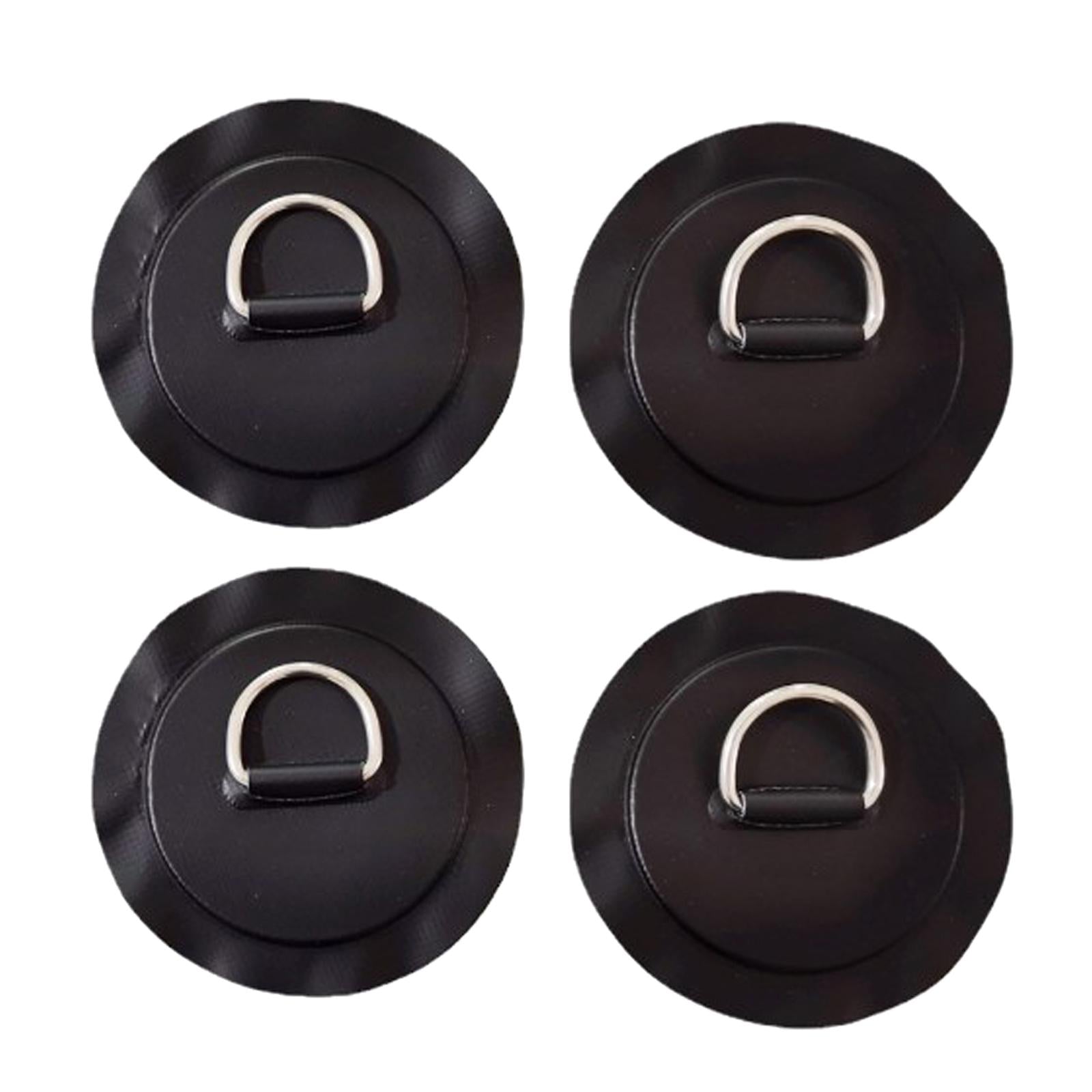 4 Pieces D-ring Pad Patch for Inflatable Boat Raft Dinghy Kayak Black