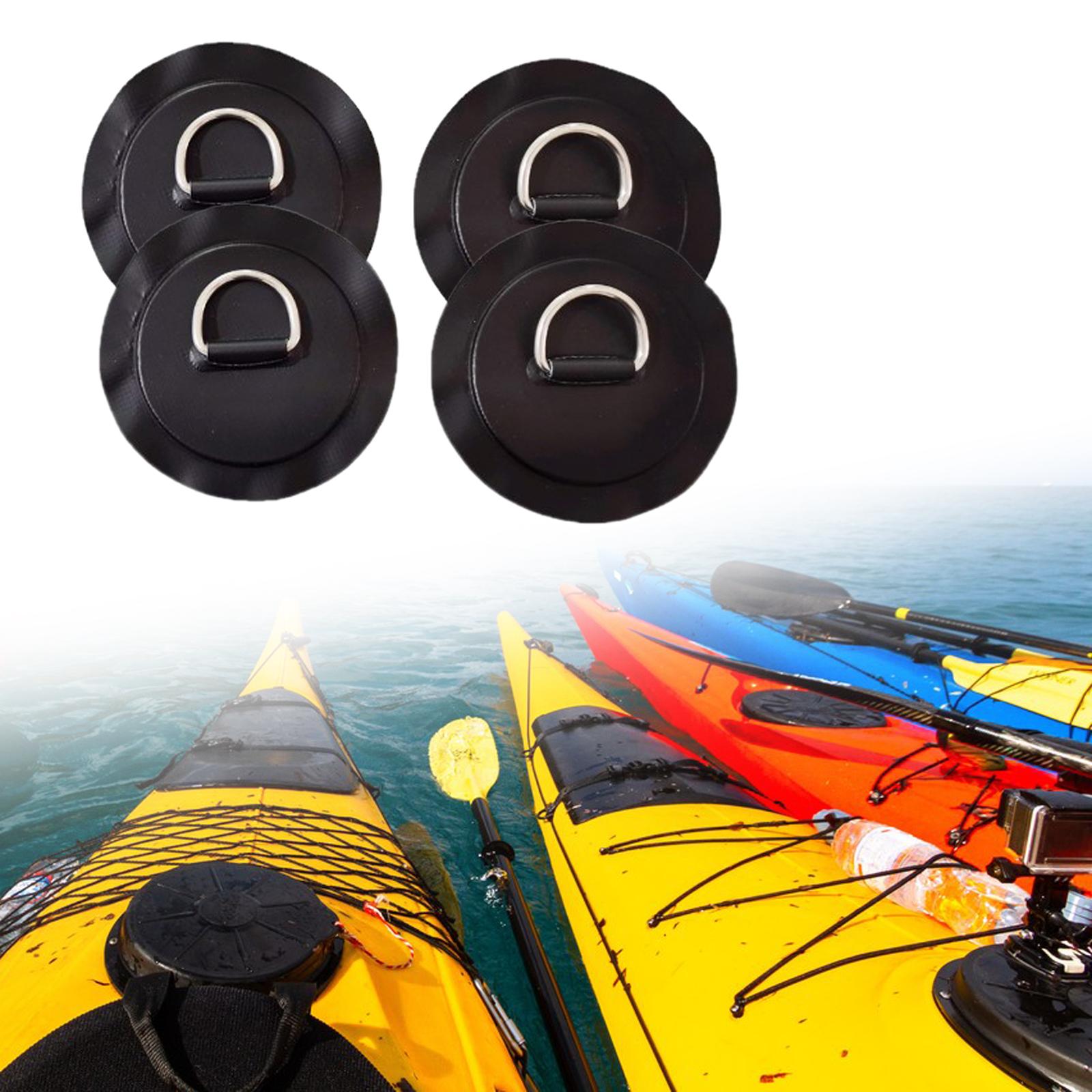 4 Pieces D-ring Pad Patch for Inflatable Boat Raft Dinghy Kayak Black