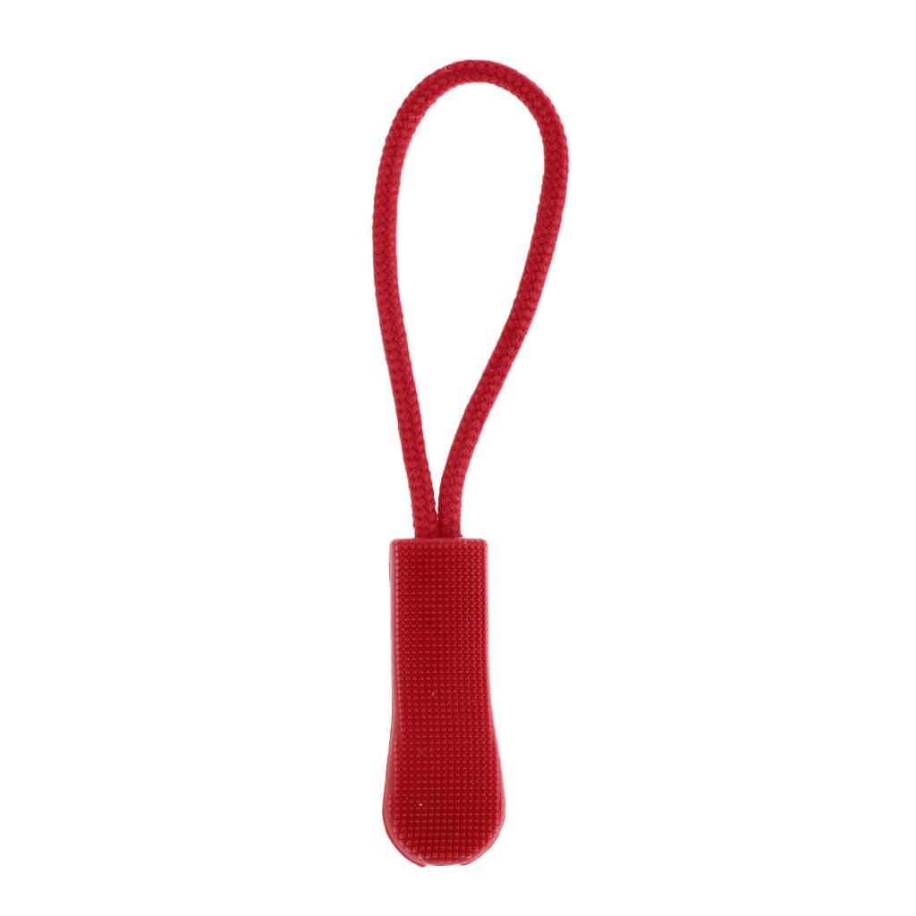 10Pcs Plastic Zipper Pull Cord Zip Puller Slider for Clothes Bags Dark Red