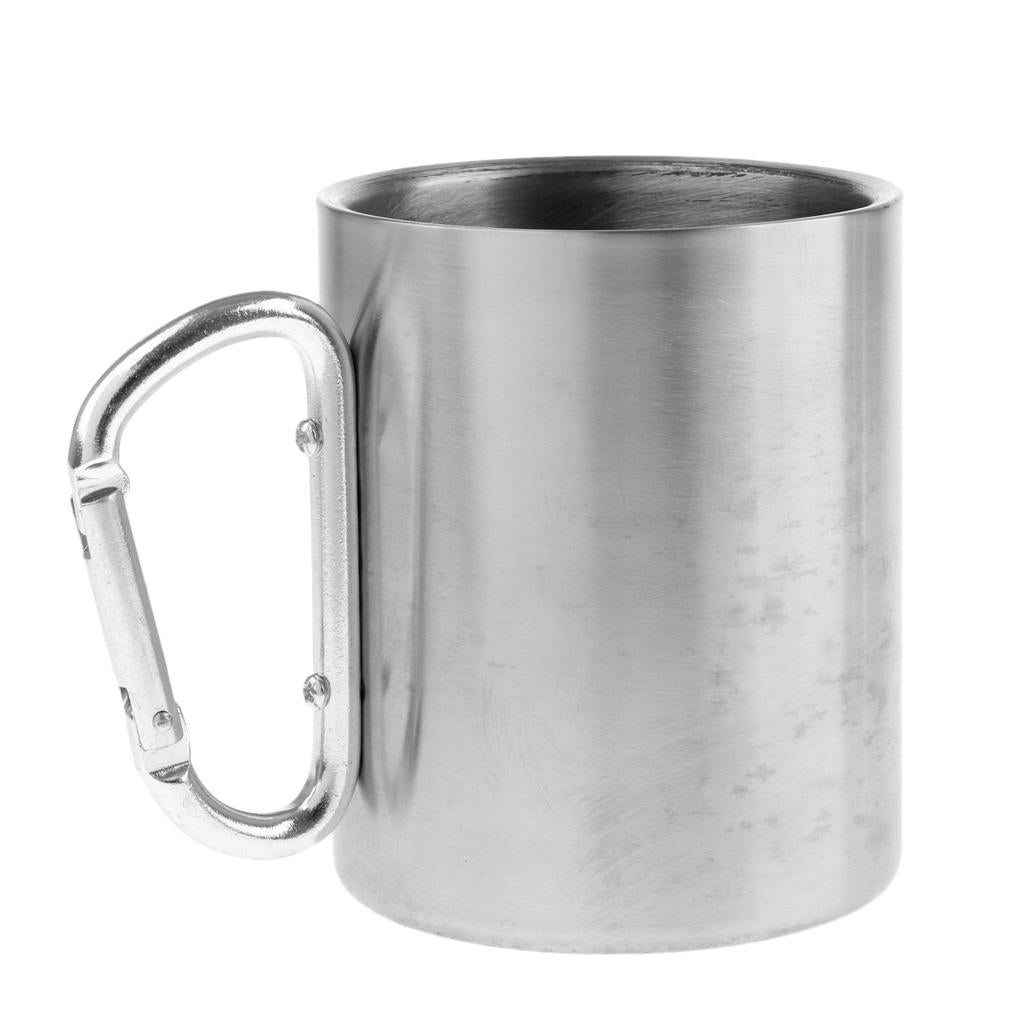 300ML Stainless Steel Outdoor Camping Cup Coffee Mug with Carabiner Hook