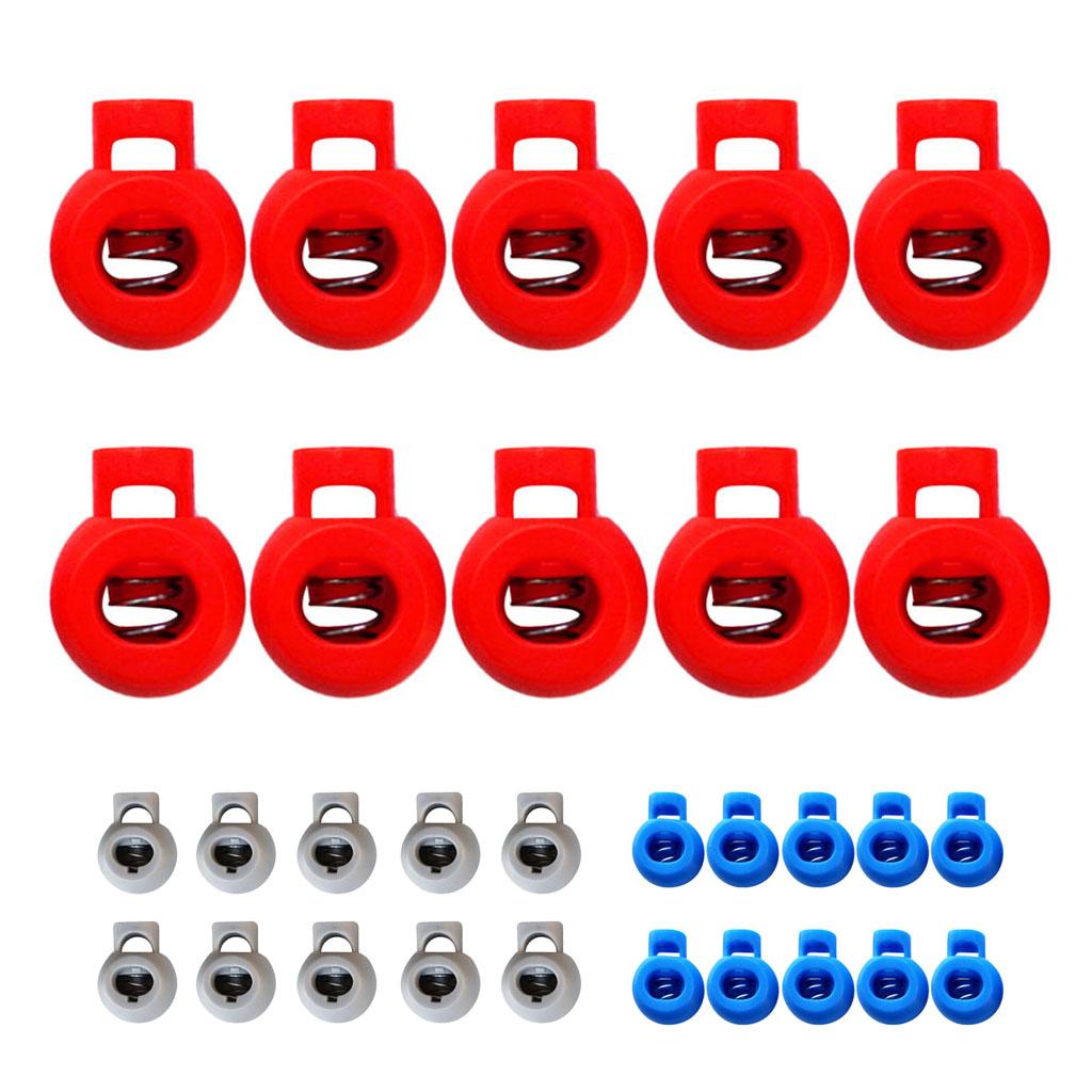 20 Pieces Plastic Shock Cord Rope Toggle End Lock Stoppers Ball Buckles