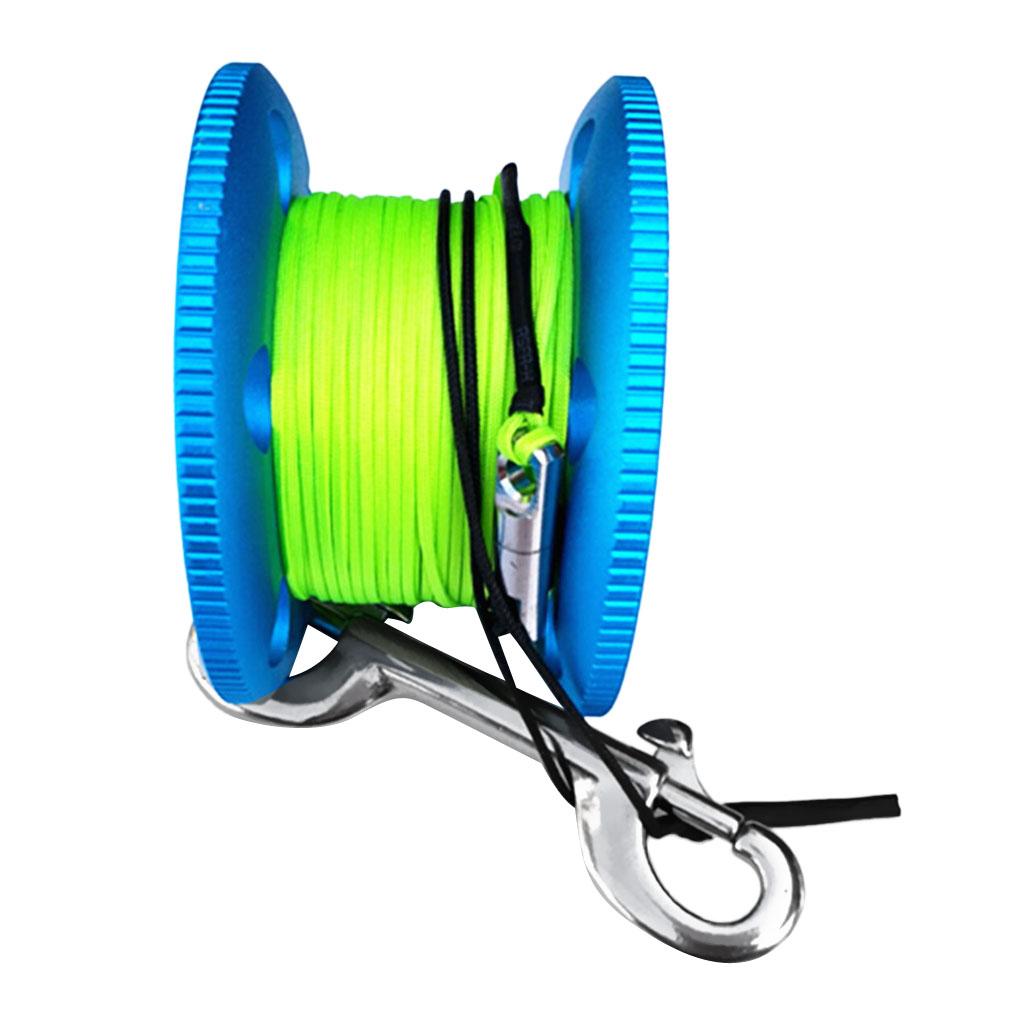Scuba Diving Diver Aluminum Alloy Finger Spool Reel with 20m Line Bolt Snap