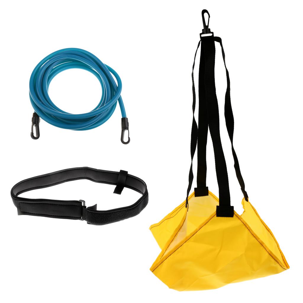 Swiming Training Kit Swim Resistance Belt with Drag Parachute Yellow + Blue