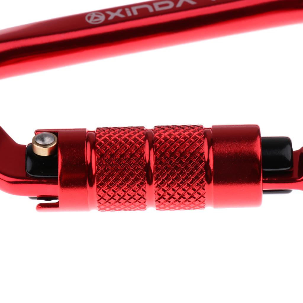 28KN Aluminum Rock Climbing Hiking Auto Locking Carabiner red