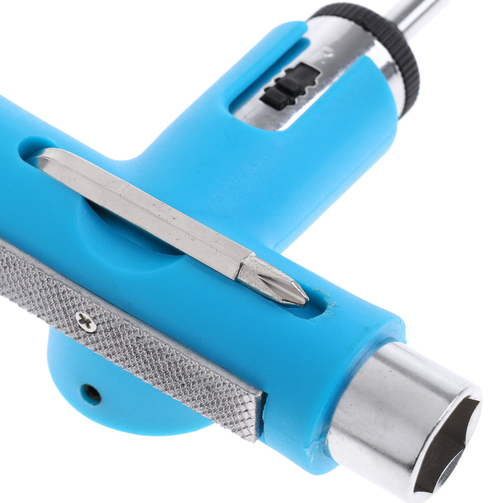 Multifunction Skateboard Longboard T-Tool Screwdriver Socket Wrench Blue