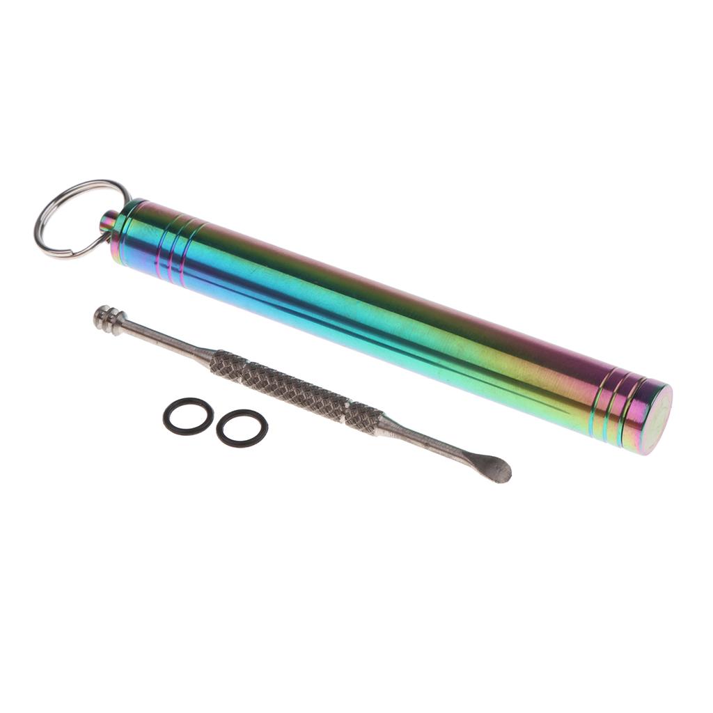 Titanium Alloy Camping Toothpick Box Ear Pick Holder with Ear Pick Colorful