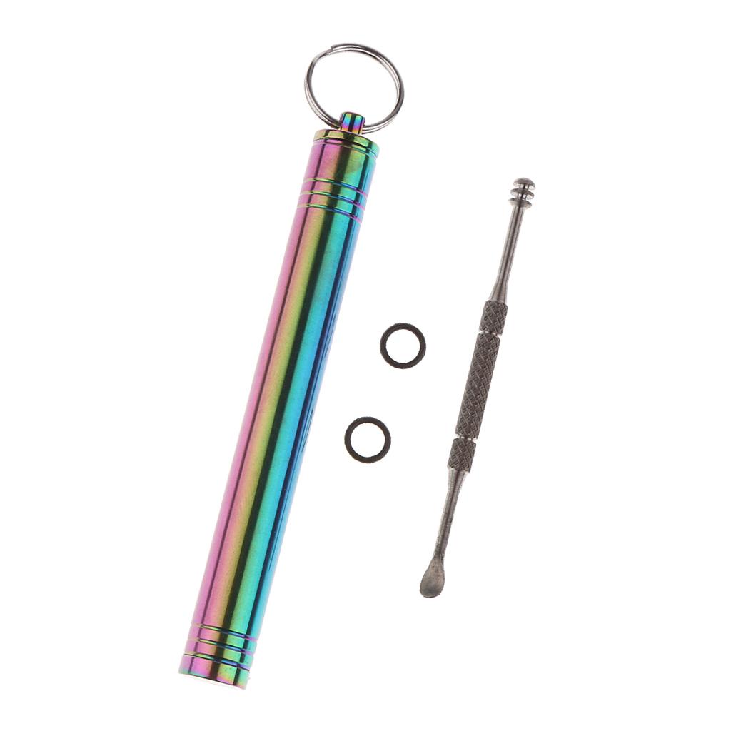Titanium Alloy Camping Toothpick Box Ear Pick Holder with Ear Pick Colorful