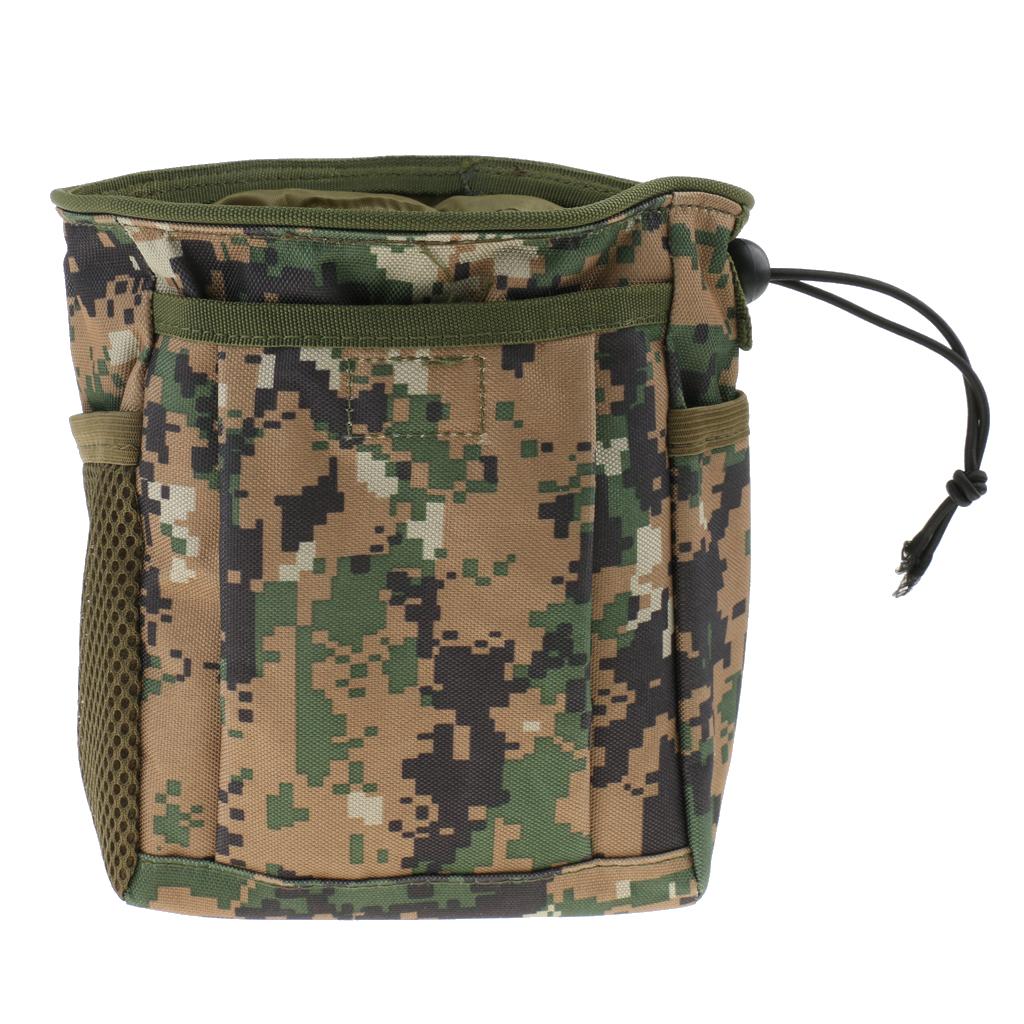 Tactical MOLLE Pouch Drawstring Dump Drop Bag Woodland Digital Camo