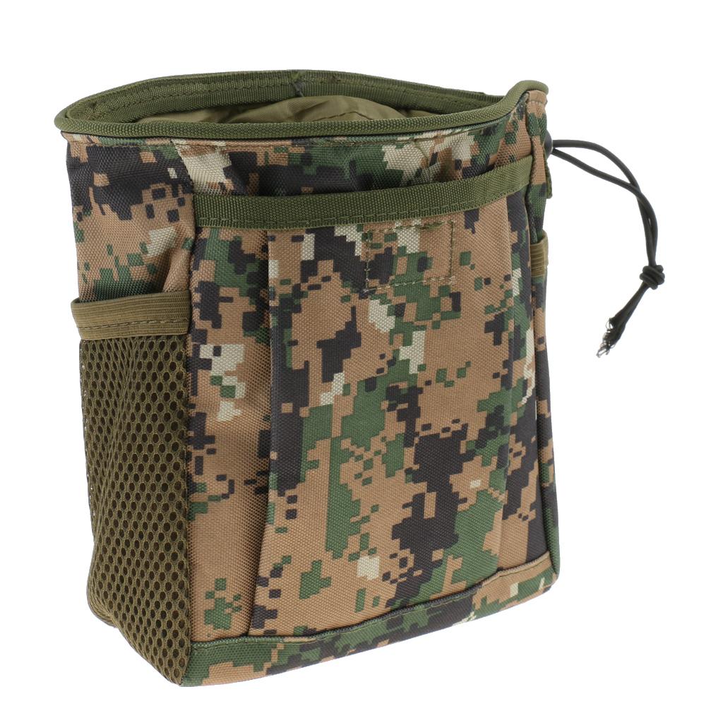 Tactical MOLLE Pouch Drawstring Dump Drop Bag Woodland Digital Camo