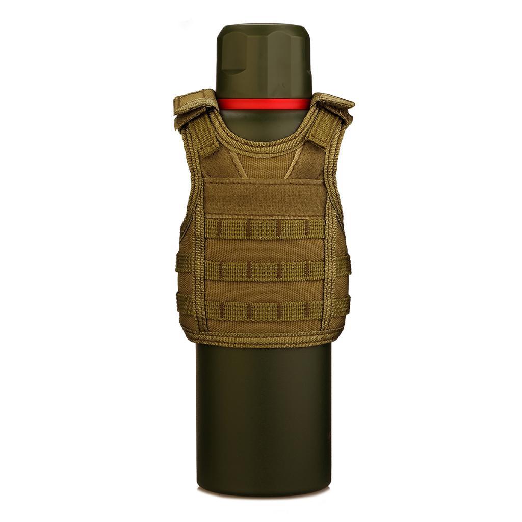 Mini MOLLE Vest Style Beer Sleeve Bottle Stubby Holder brown