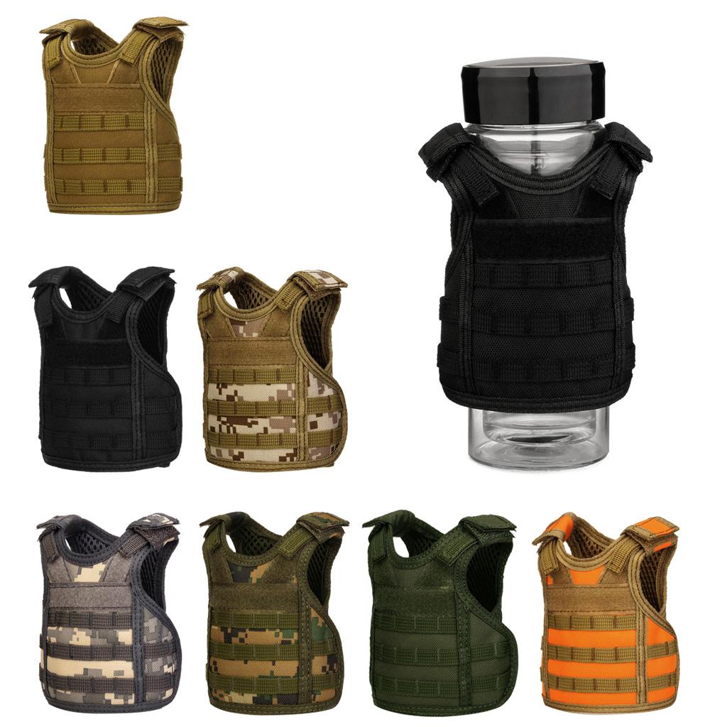 Mini MOLLE Vest Style Beer Sleeve Bottle Stubby Holder brown
