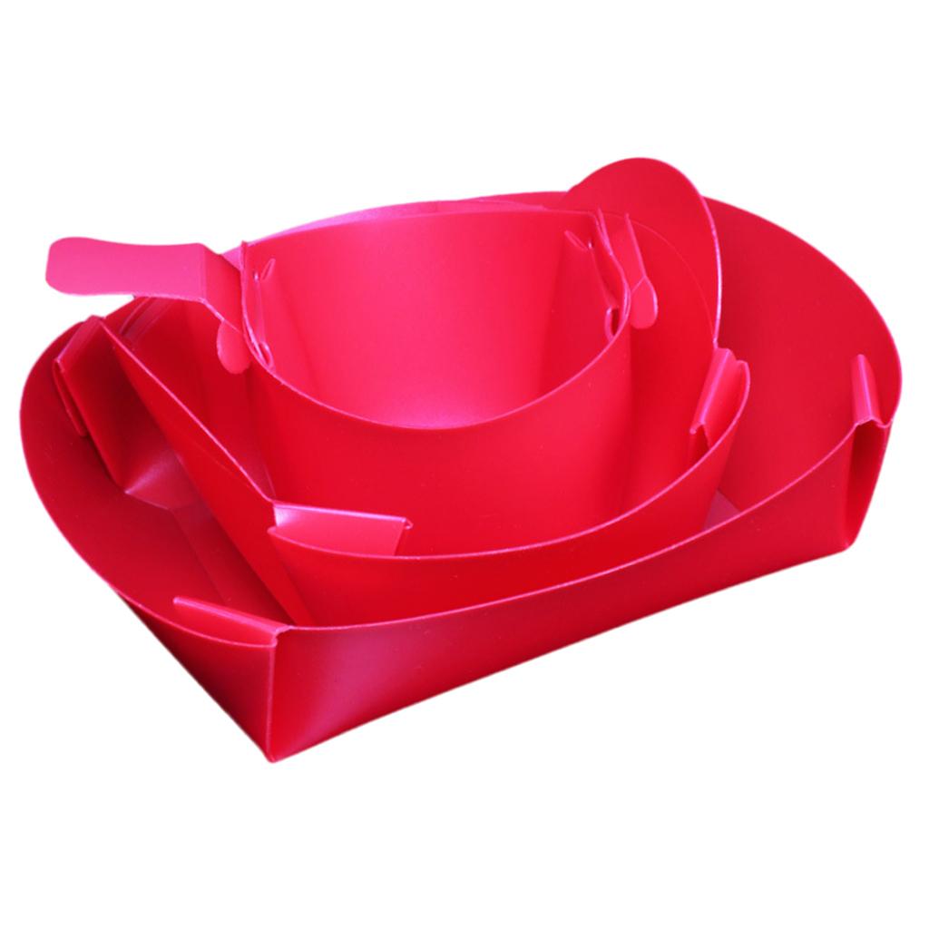 3 Pieces Kit Camping Picnic Folding Cup Bowl Plate Tableware Dinnerware Red