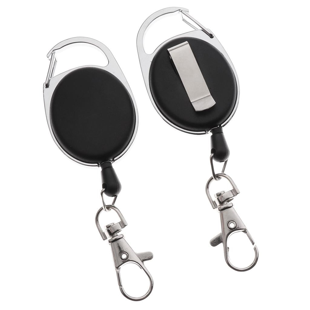 6x2 Pieces Retractable Keychain Key Ring Recoil Pull Reel Belt Clip