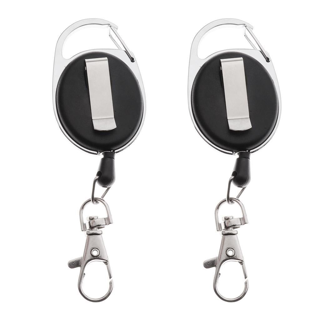 6x2 Pieces Retractable Keychain Key Ring Recoil Pull Reel Belt Clip