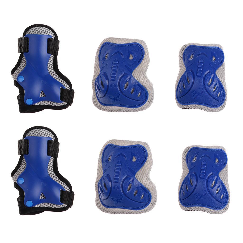 Outdoor Children Knee Elbow Wrist Pads Protection Gear Blue S for Age 3-8