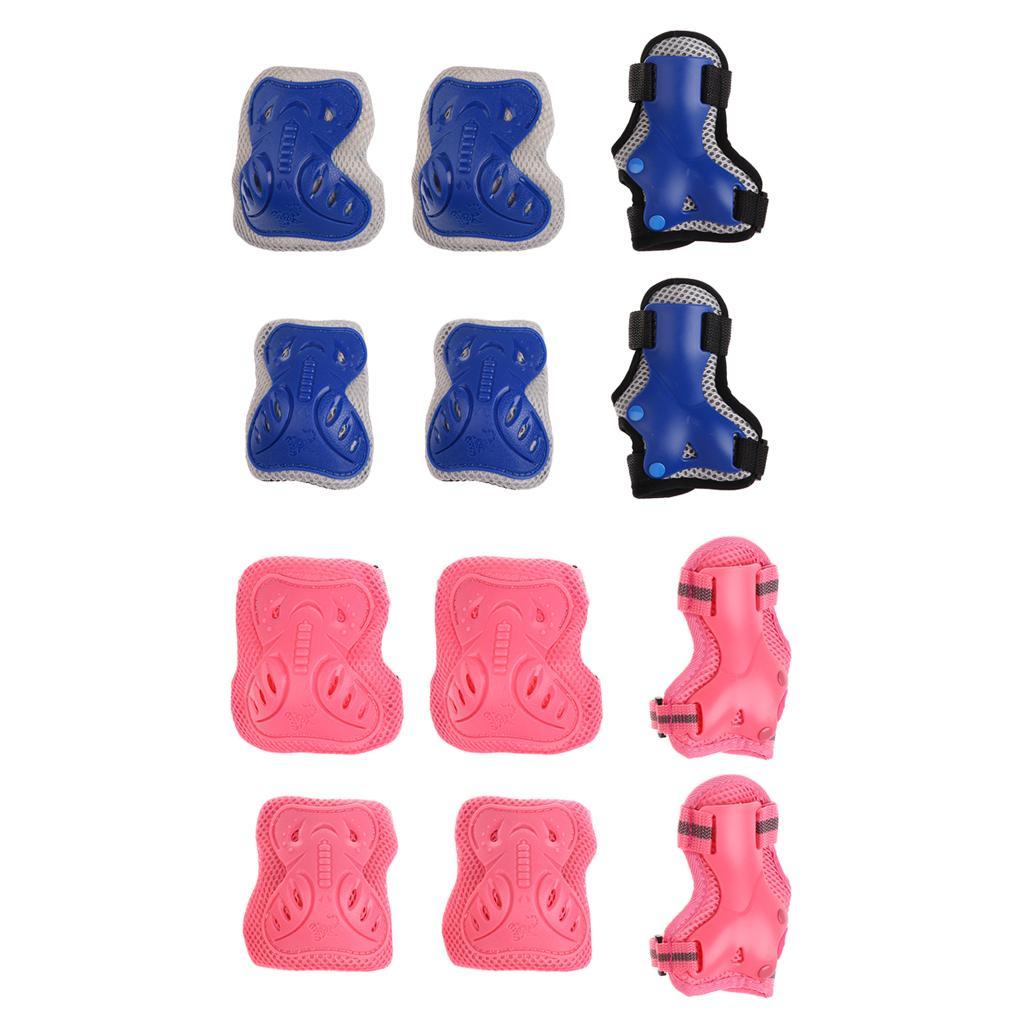Outdoor Children Knee Elbow Wrist Pads Protection Gear Blue S for Age 3-8