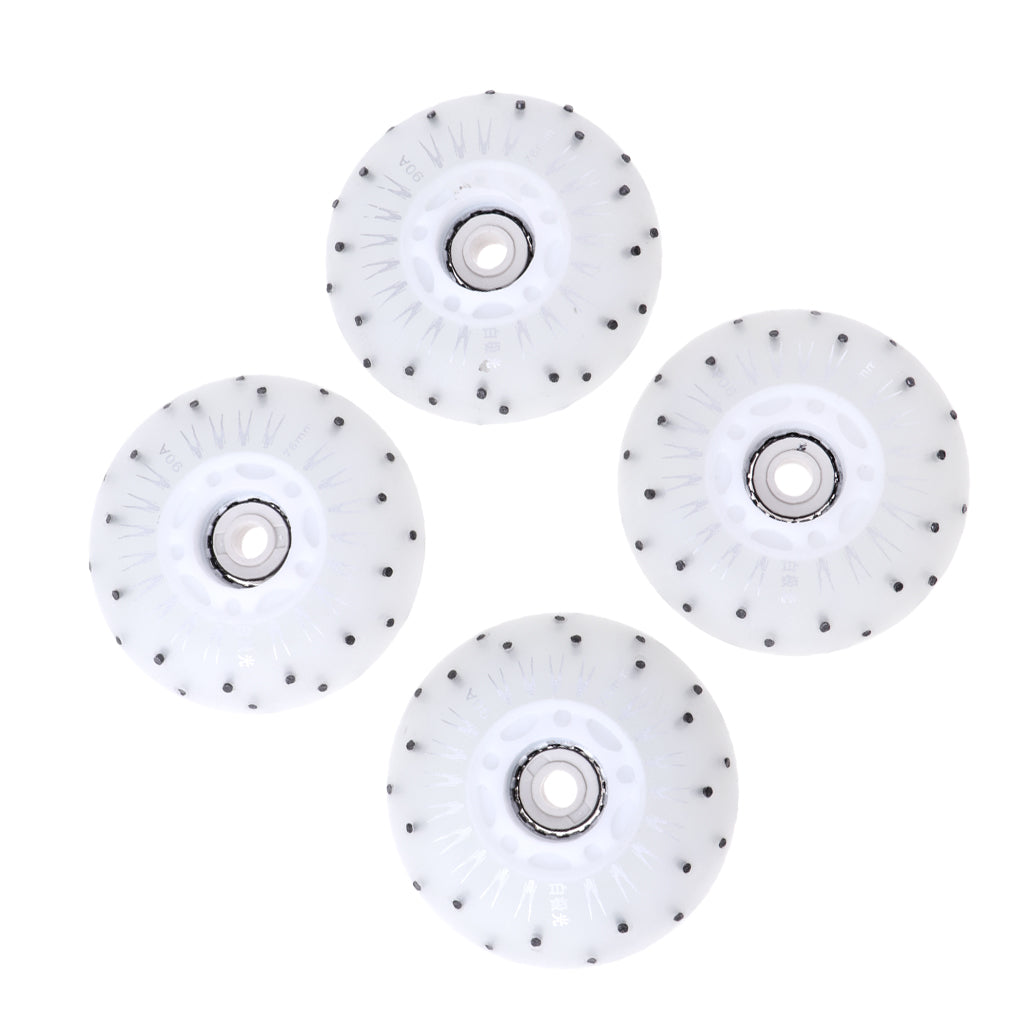 4pcs Flash Speed Skating Wheel Roller Skates Wheels Light 76mm White