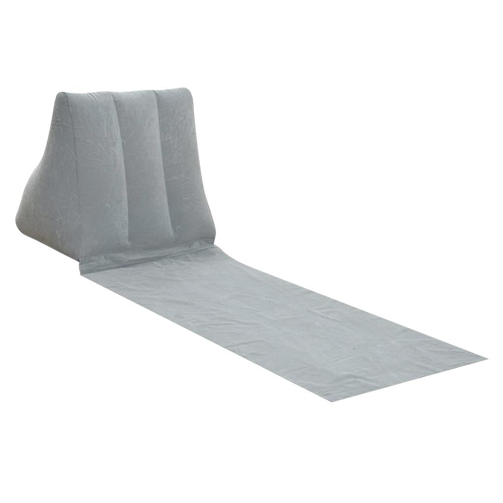 Inflating Beach Camping Lounger Back Pillow Cushion Chair Air Bed Gray