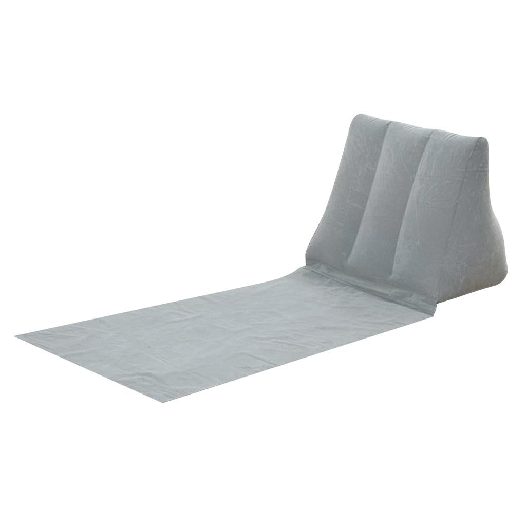 Inflating Beach Camping Lounger Back Pillow Cushion Chair Air Bed Gray