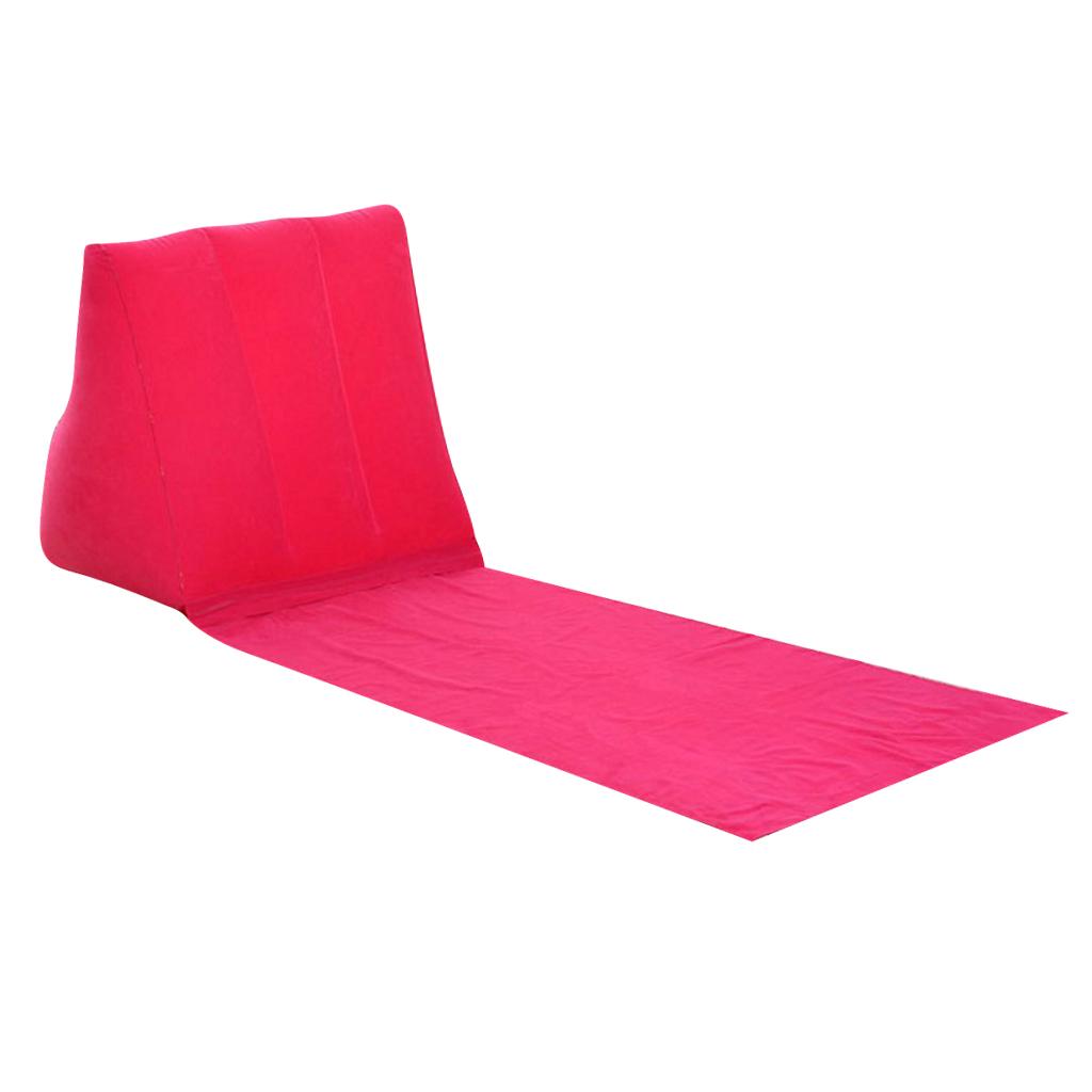 Inflating Beach Camping Lounger Back Pillow Cushion Chair Air Bed Rosered